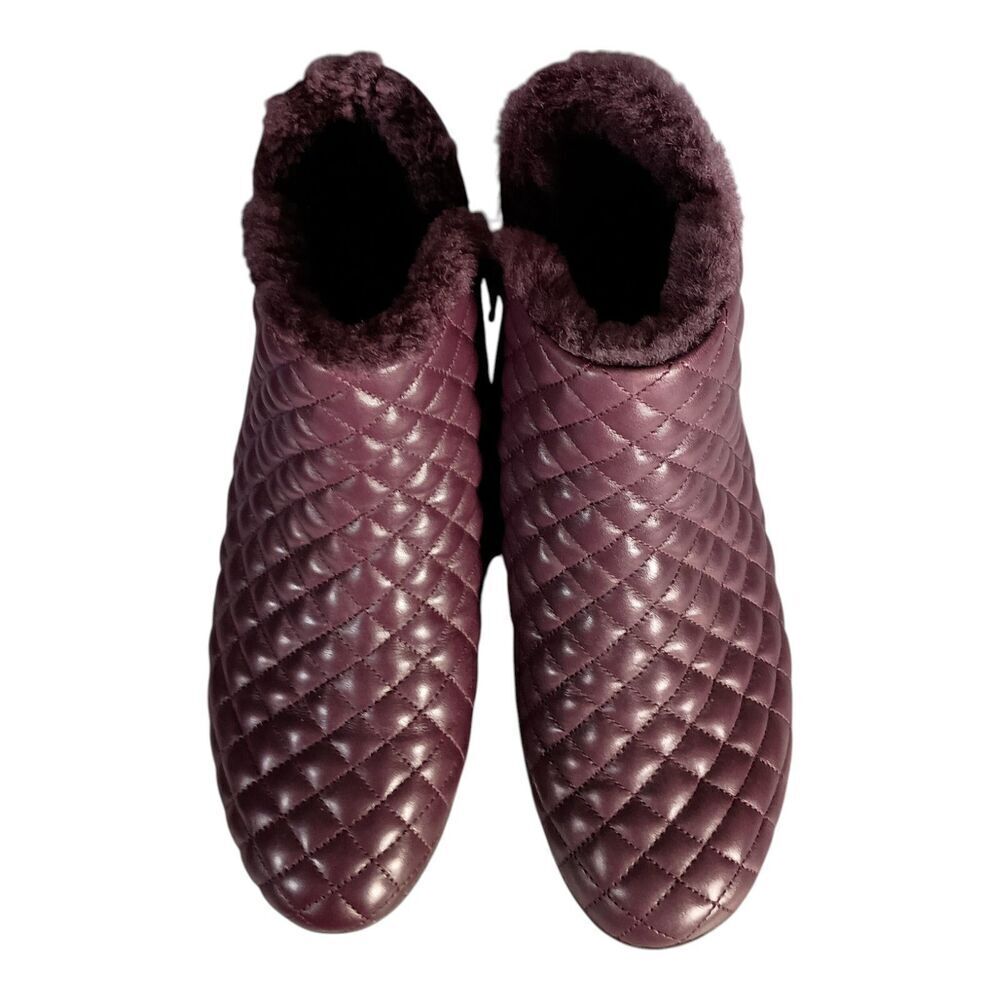 Fitflop Ankle Boot  Bootie Mila Diamond Quilted Shearling Purple Leather Women 7 - Picture 4 of 9